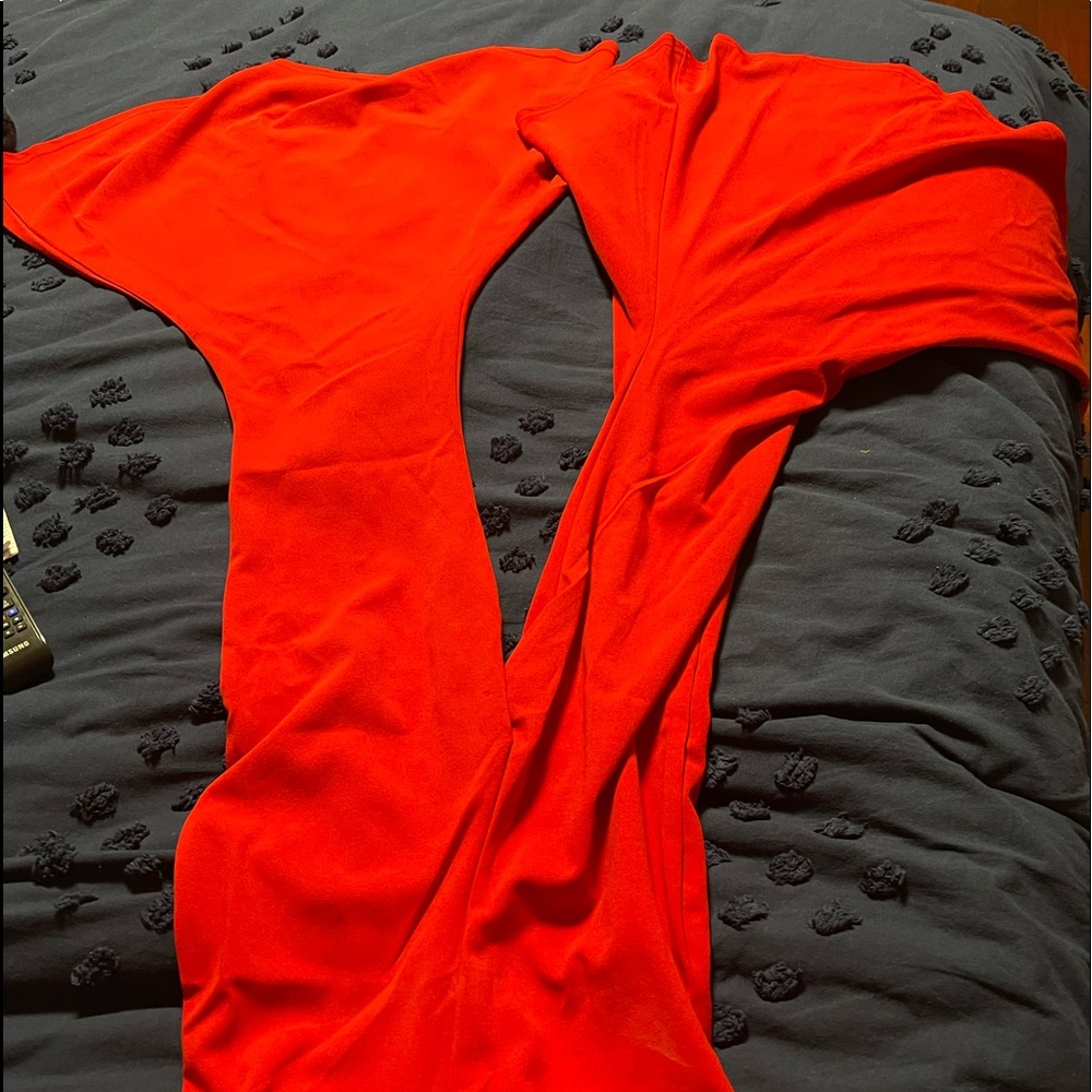 Red misguided flare pants